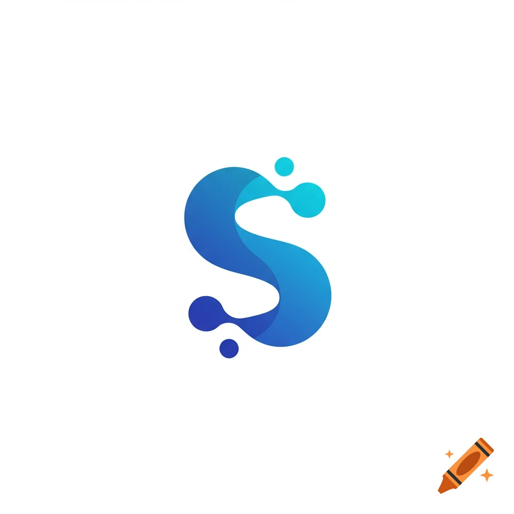 Stylized blue letter S logo with gradient and dots on white background.