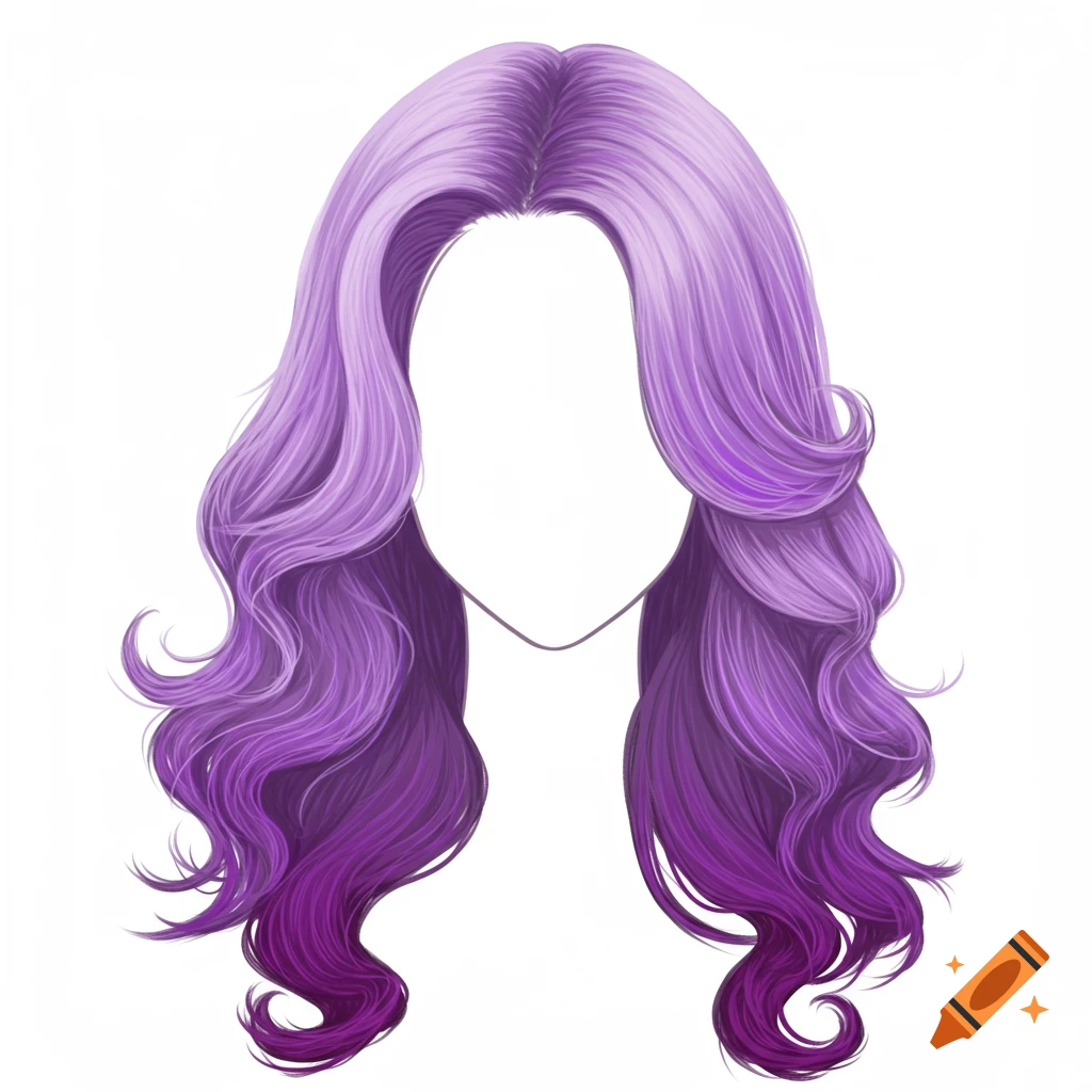 A lavender-to-purple gradient styled wig on a white background.