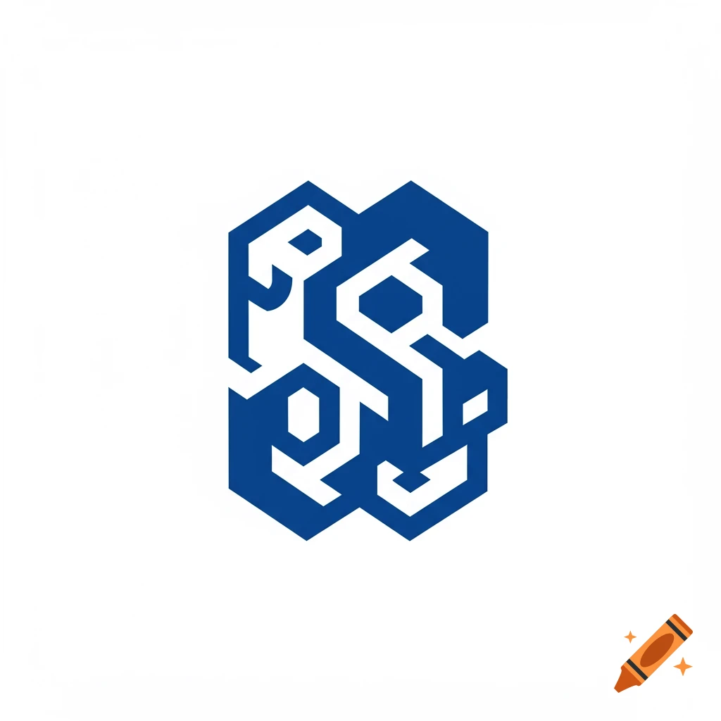 Abstract blue shape composed of intertwined P and R letters.