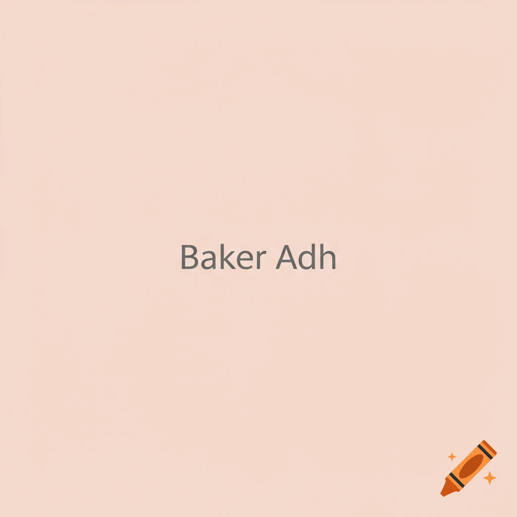 Minimalist peach background with grey text 'Baker Adh'