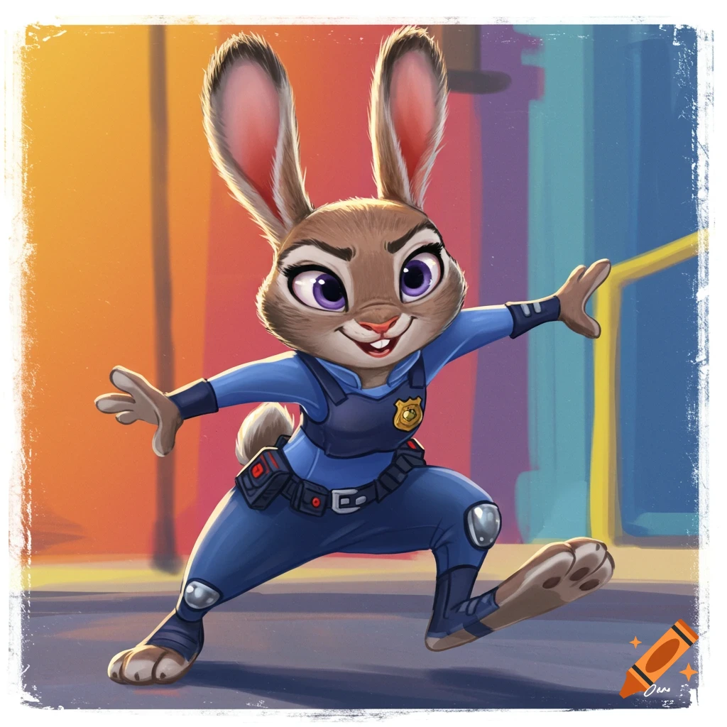 Image of Judy Hopps the rabbit police officer running.