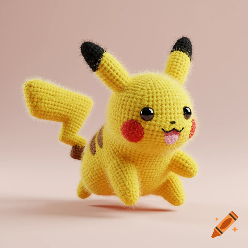A crocheted Pikachu