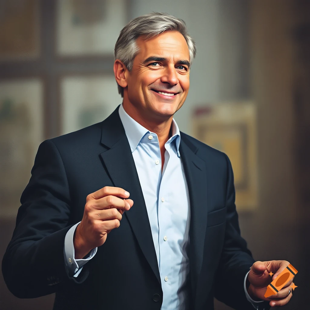 Portrait of a smiling middle-aged man in a suit.
