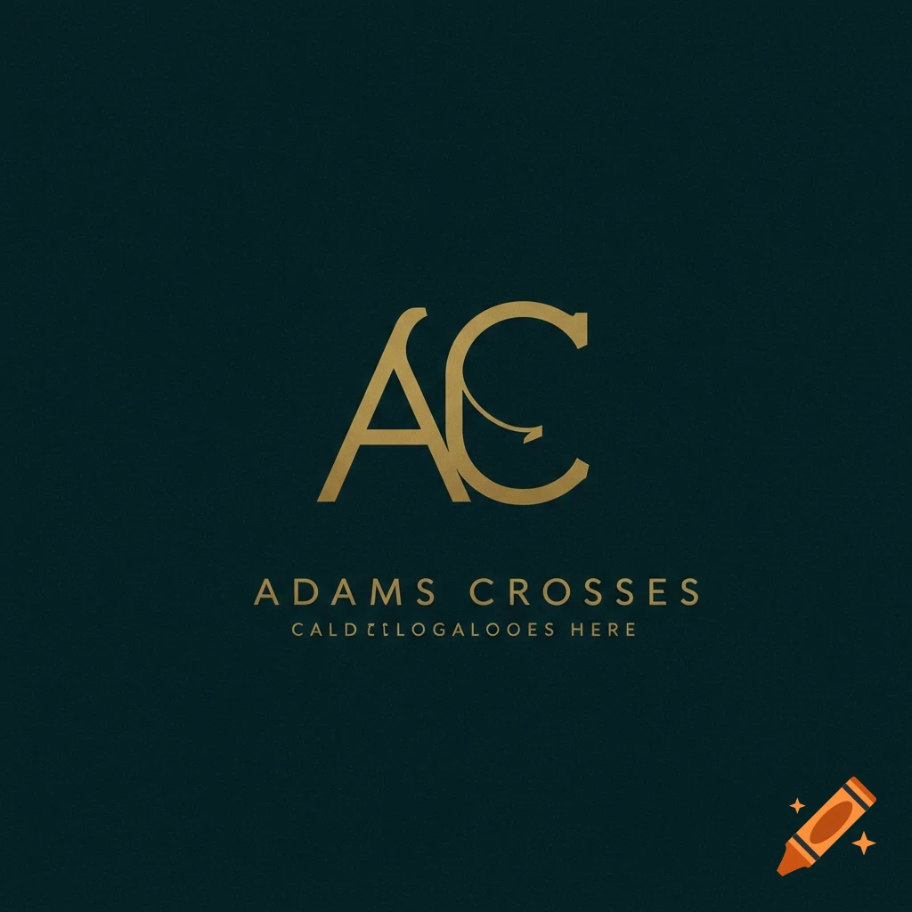A gold initial logo with "AC" above "ADAMS CROSSES" on a dark green background.