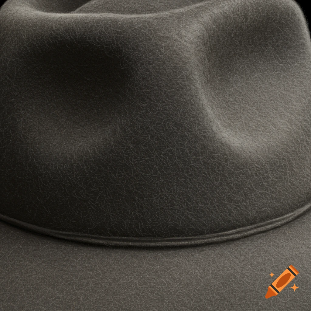 Close-up of a dark felt hat texture.