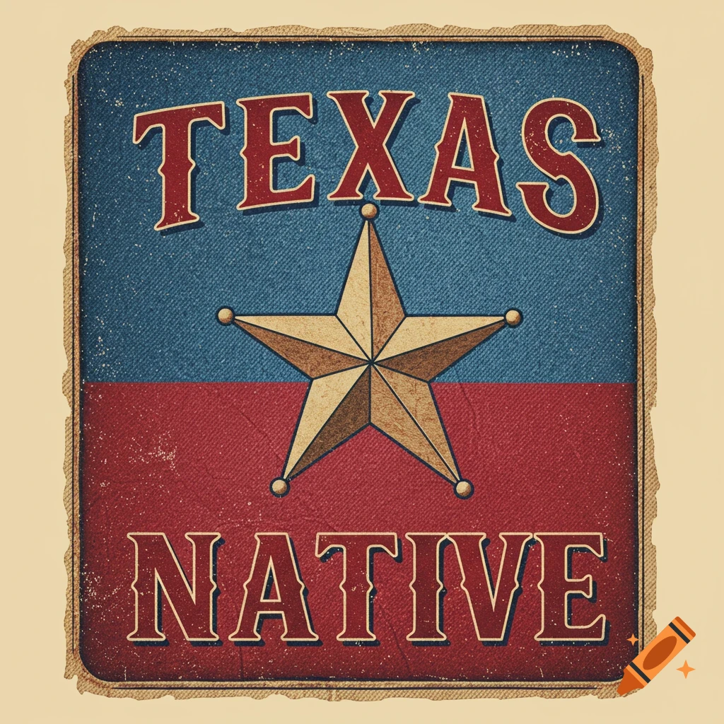 Retro Texas Native graphic with a star.