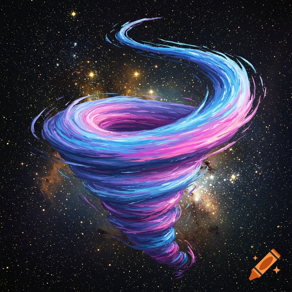 A vibrant purple and blue abstract vortex in space.