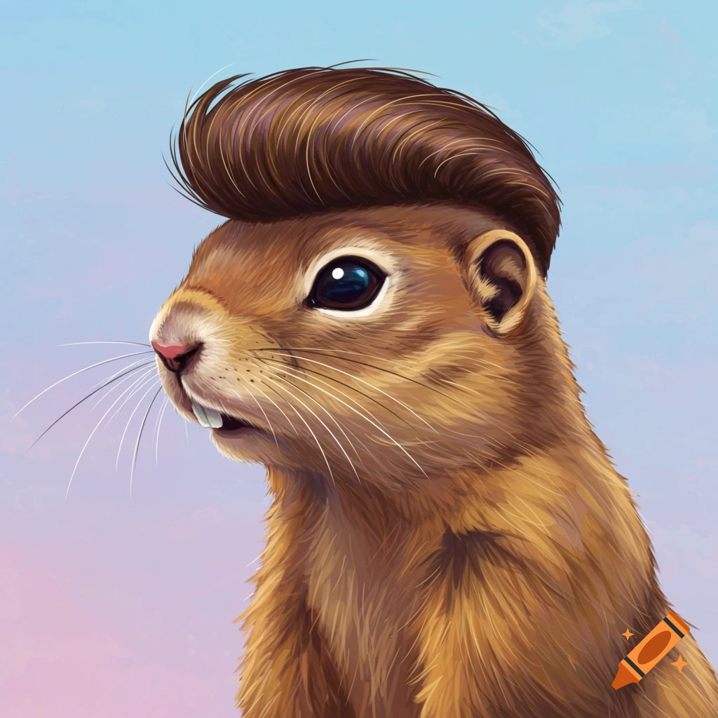 A gopher with a low taper fade haircut.