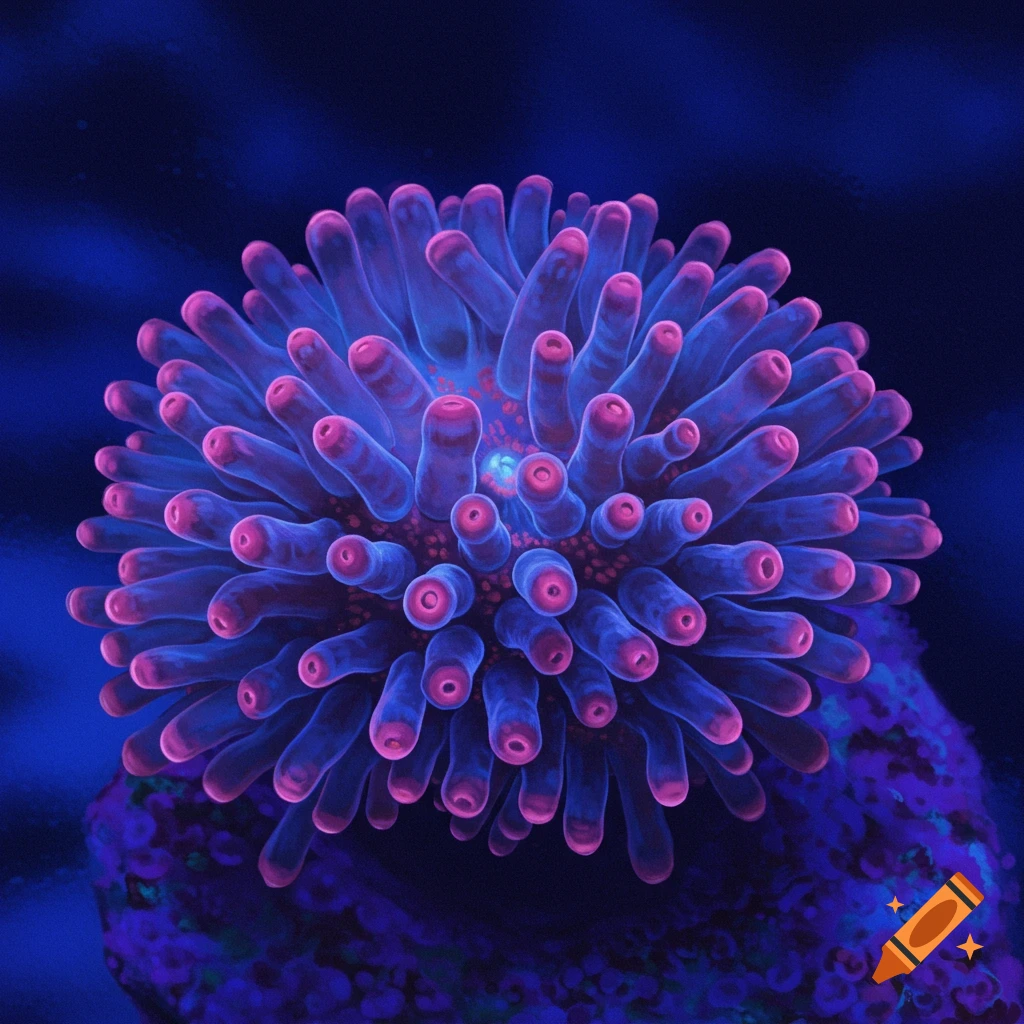 A vibrant blue and pink palyzoa.