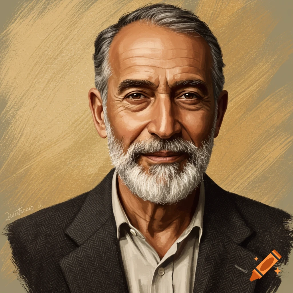 An older man with a gray beard and jacket.