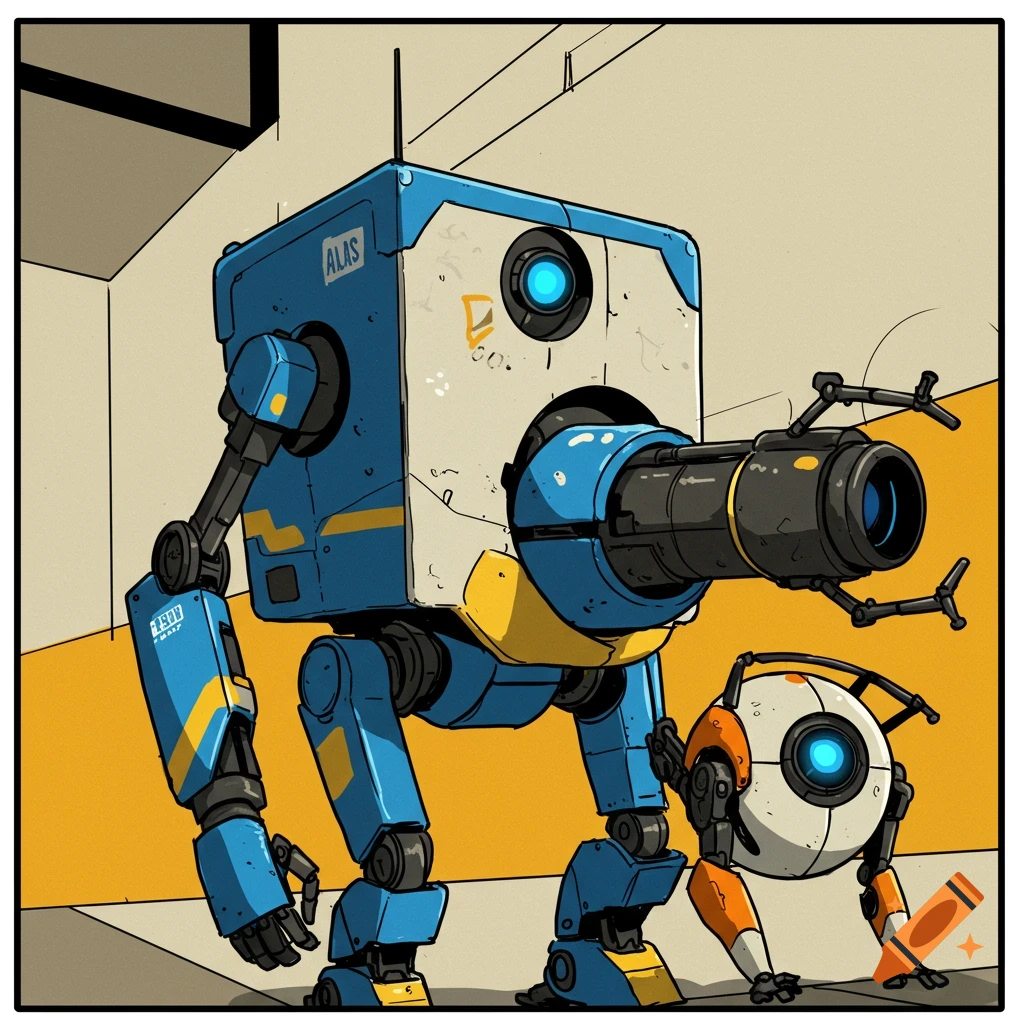 Robots Atlas and P-Body from Portal 2.