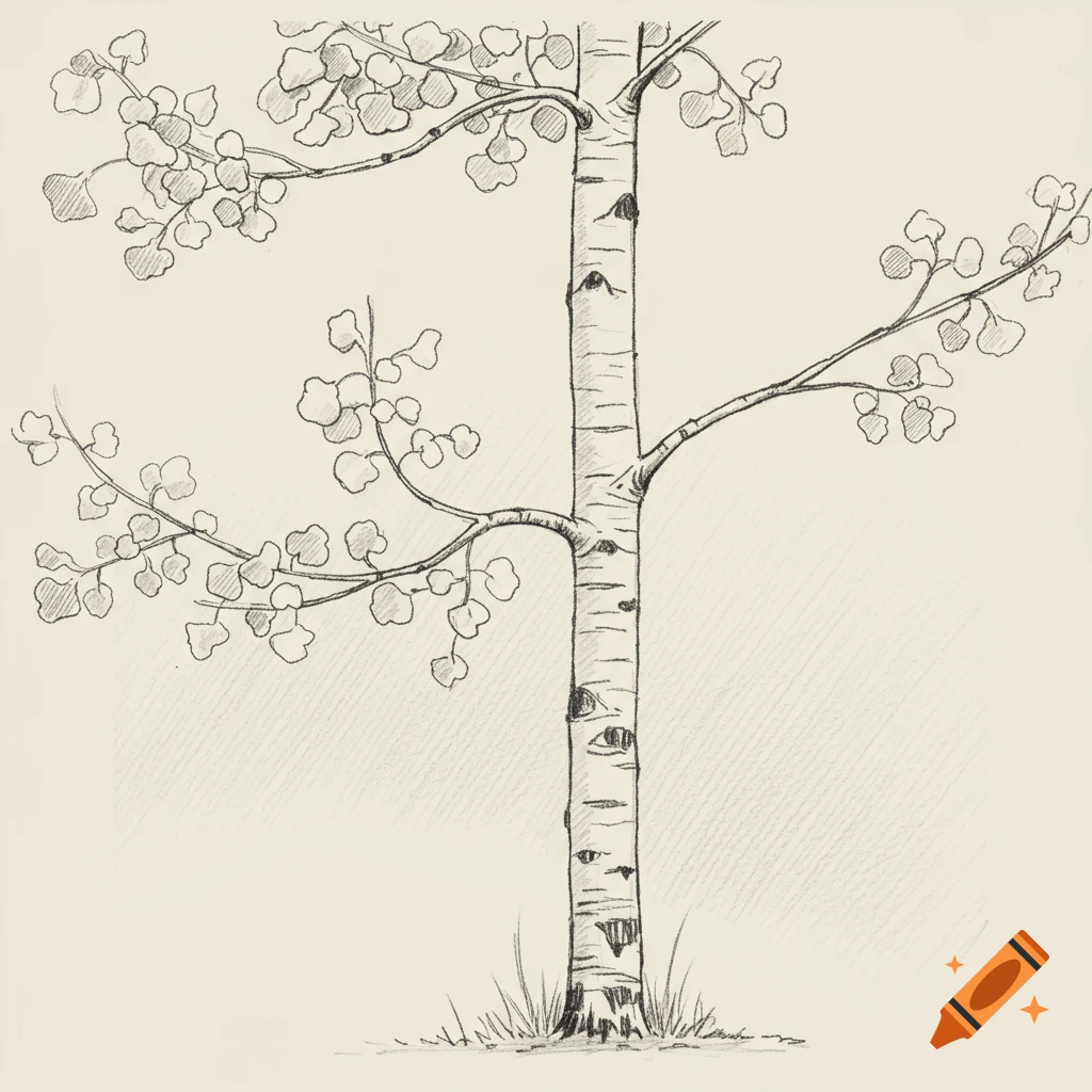 Pencil sketch of an Aspen tree