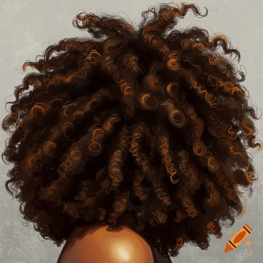Curly brown hair.