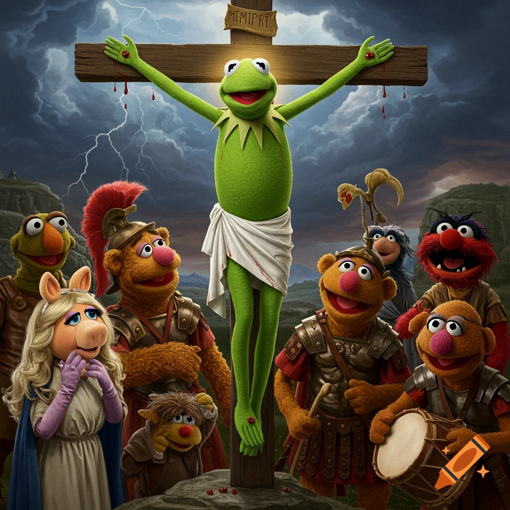 Kermit the Frog as Star Trek Captain shouting Engage on Craiyon