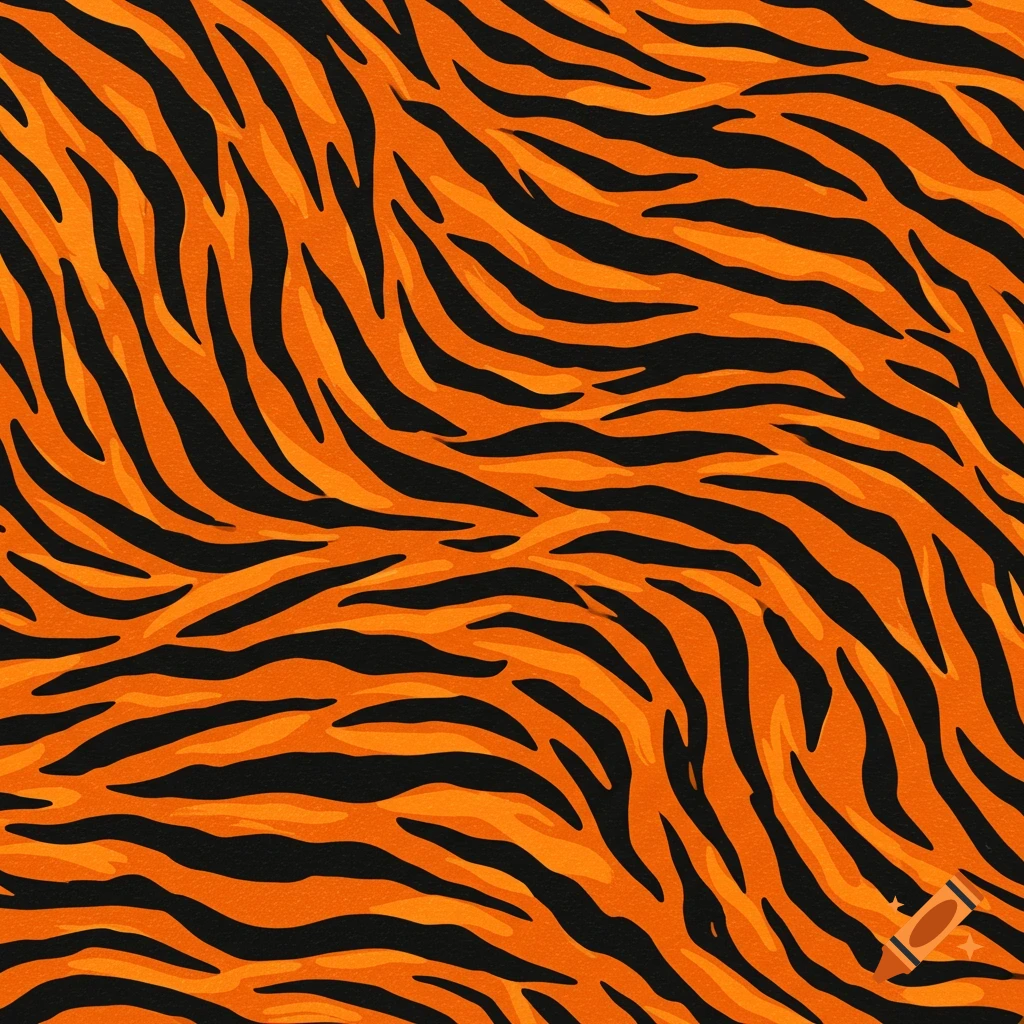 A seamless pattern of black and orange tiger stripes.