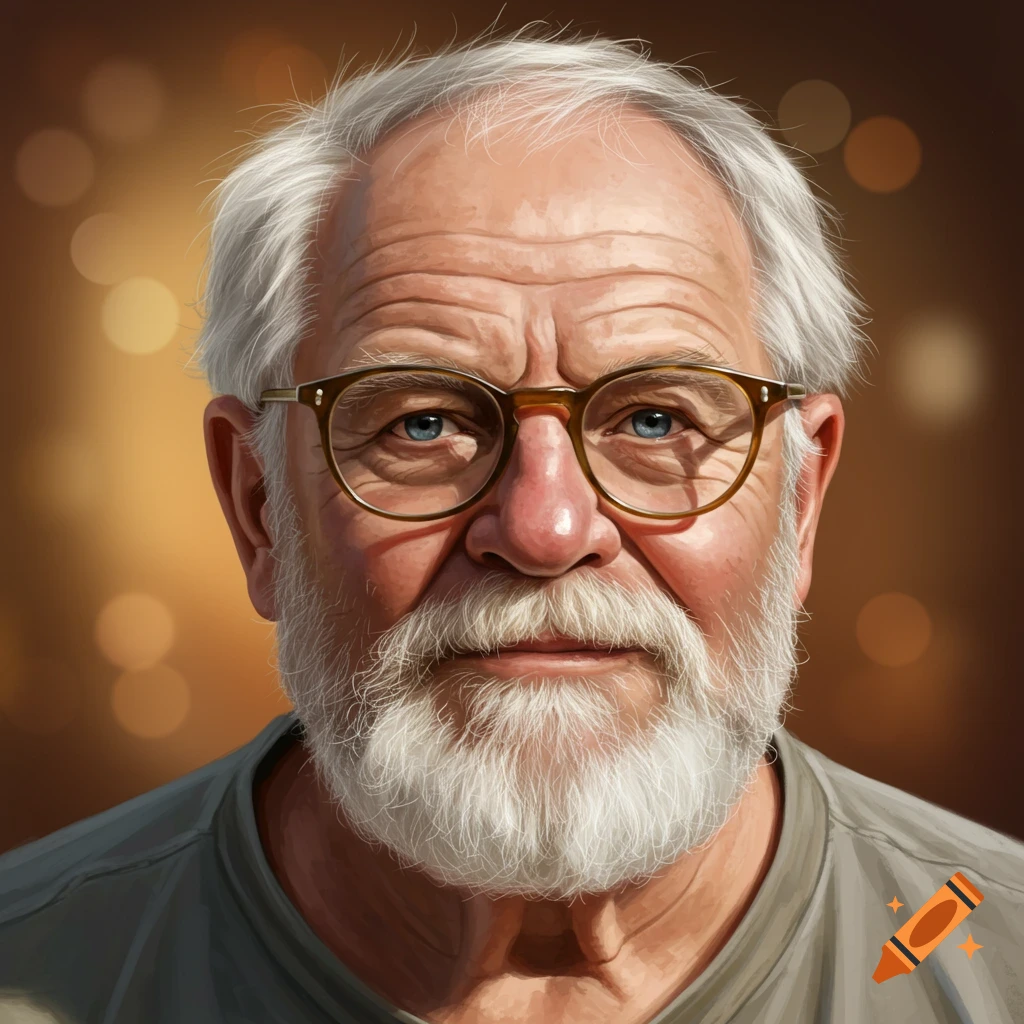 An old man with glasses and a white beard.