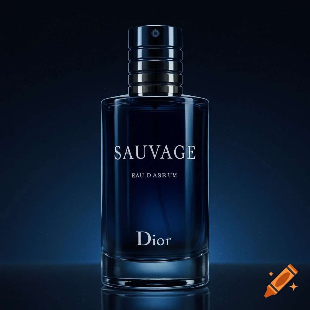 A blue bottle of Dior Sauvage cologne