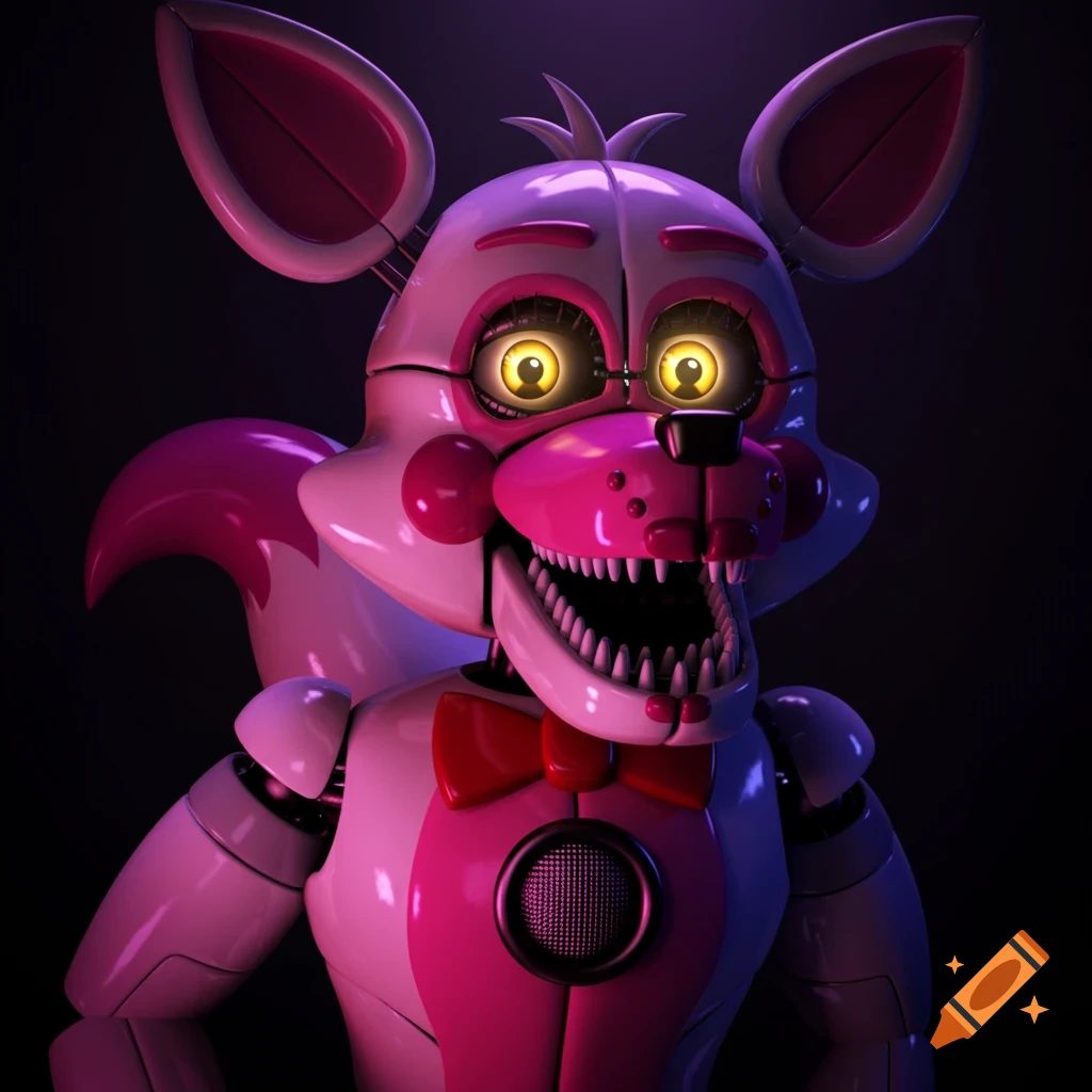 Close-up of the animatronic character Lolbit from FNAF.