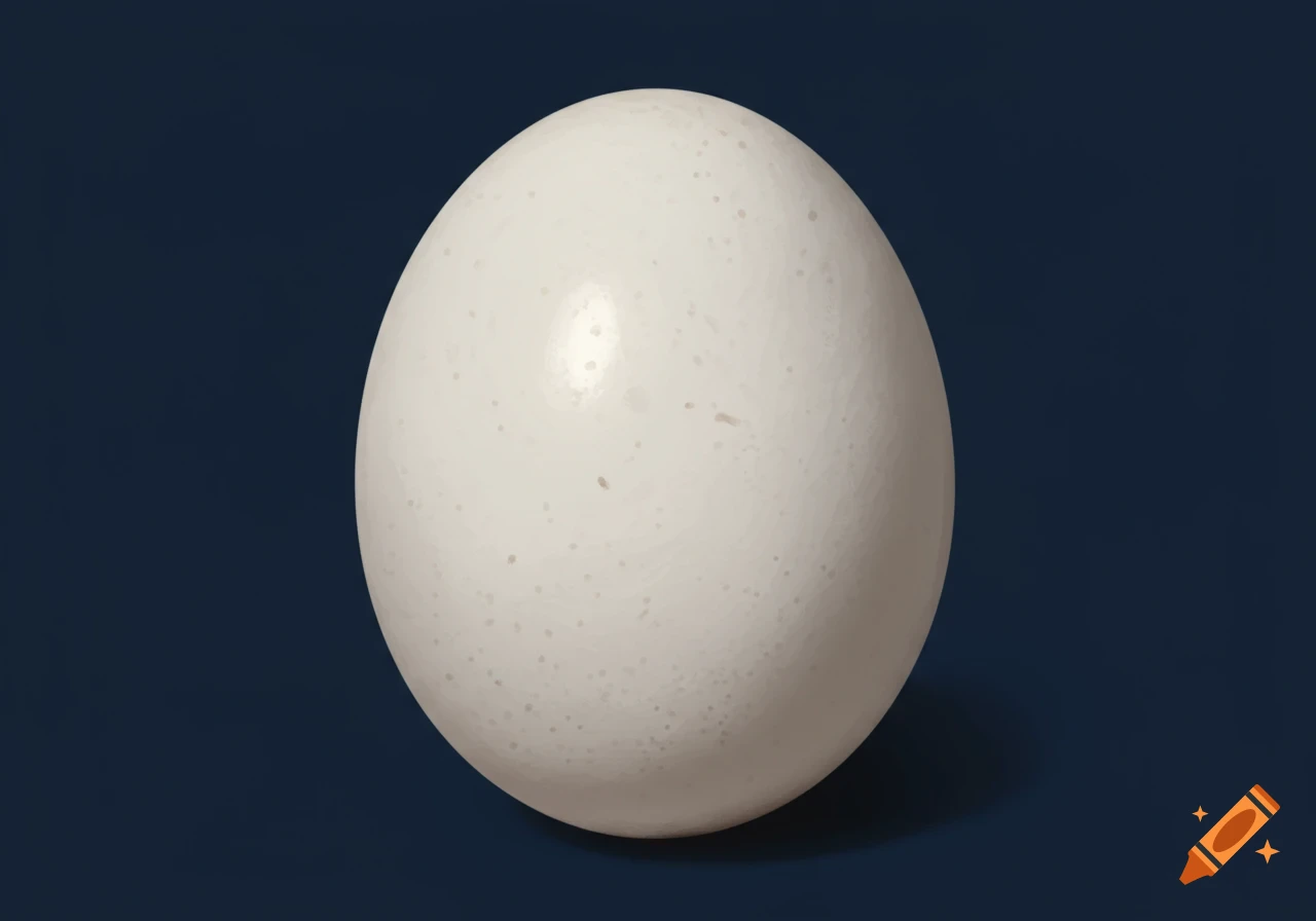 A white egg on a dark blue background.