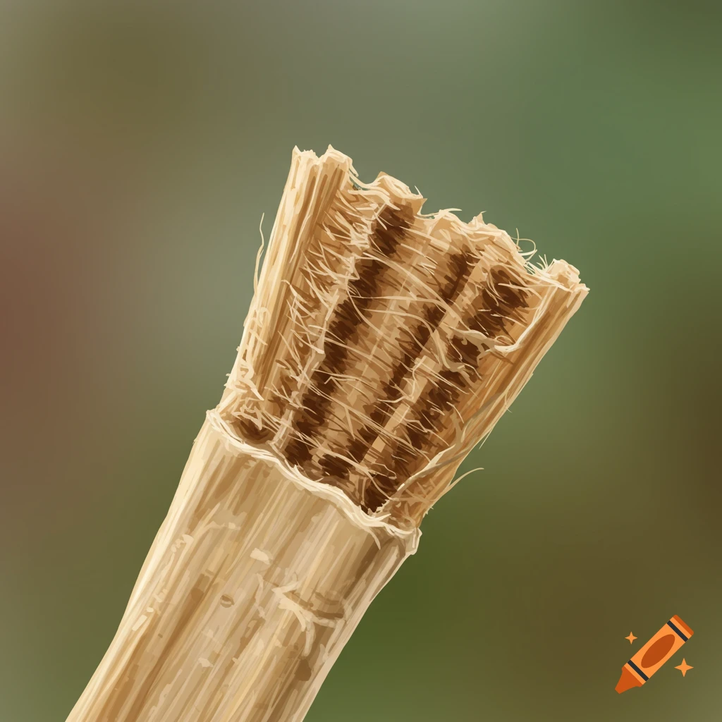 close-up of a frayed miswak stick