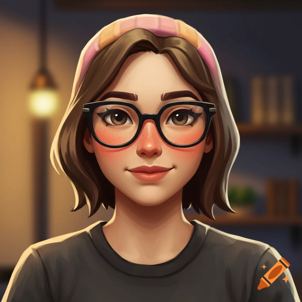 A young woman with glasses and a beanie.