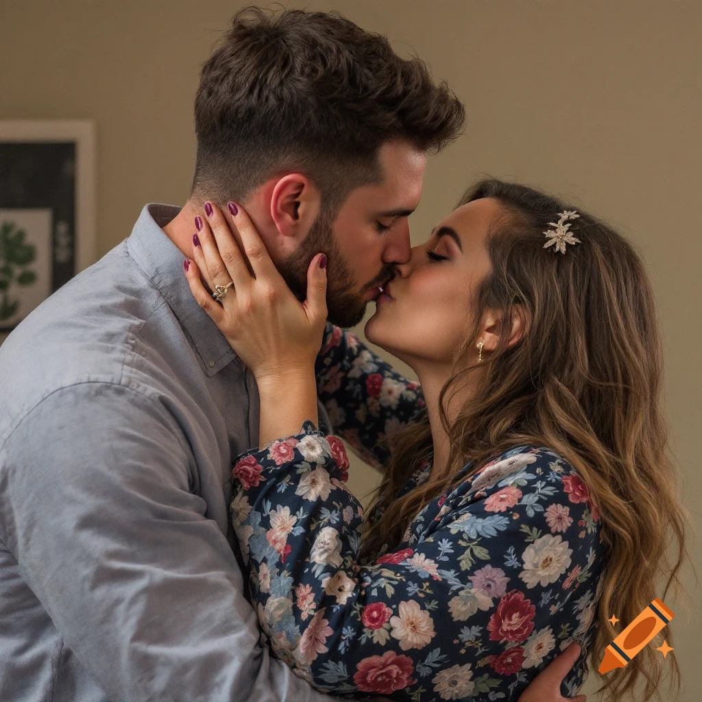 Close-up portrait of a couple kissing