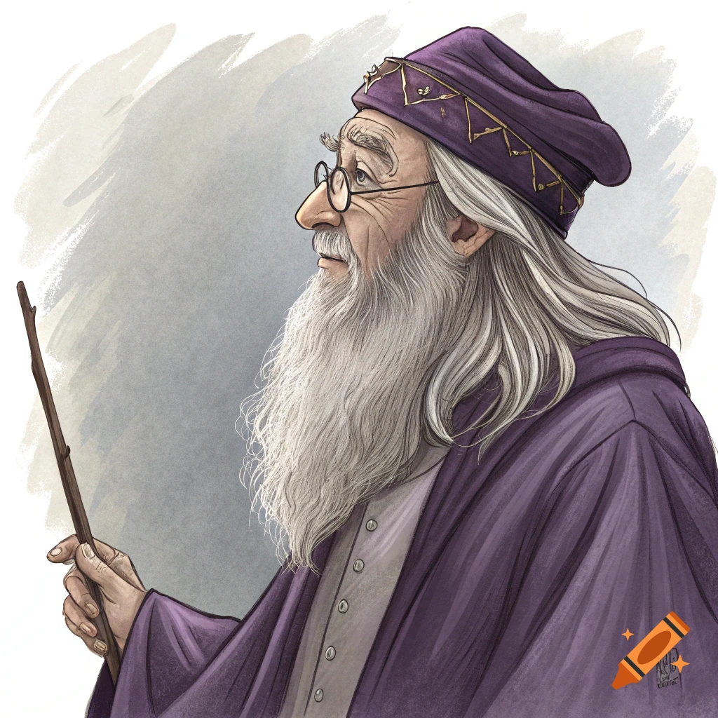 Illustration of Dumbledore holding a wand