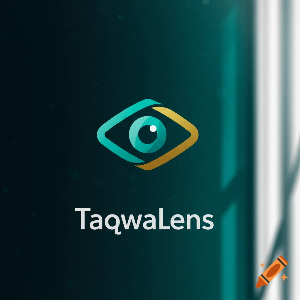 Logo for TaqwaLens featuring a stylized eye symbol above the company name.