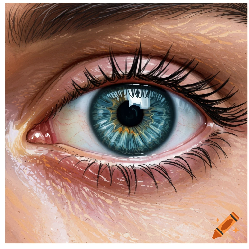 Close-up of a detailed blue eye.