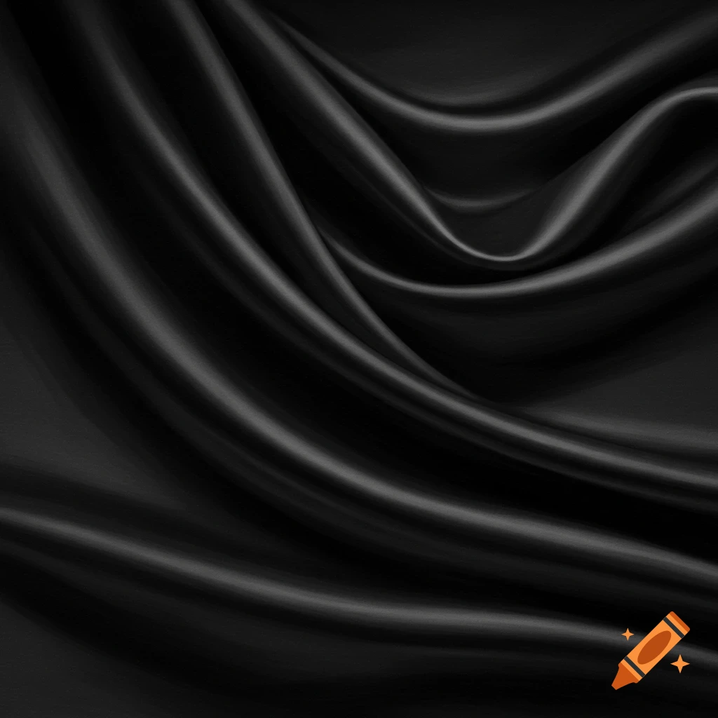 Draped black silk fabric