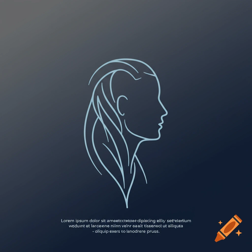Minimalist line art profile of a face on a dark background