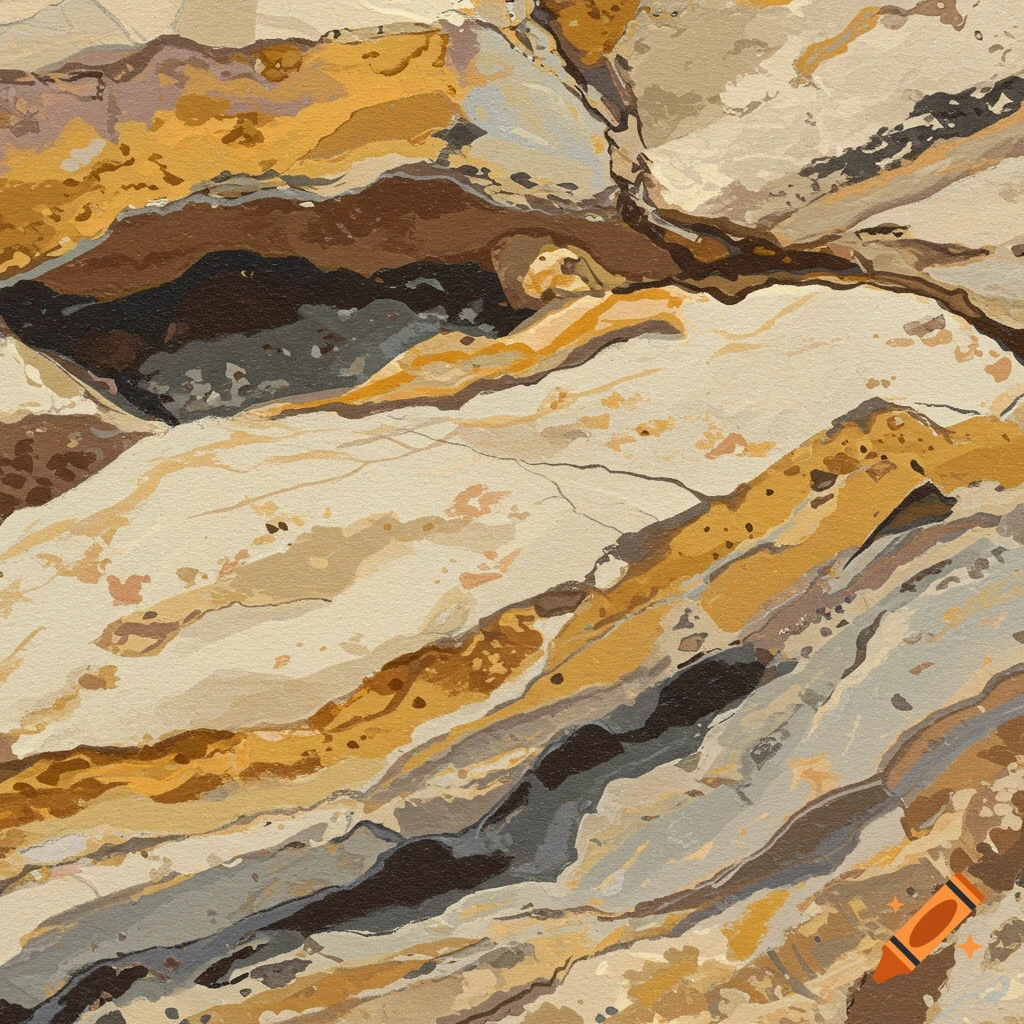 Abstract rock layers and textures in earthy tones.