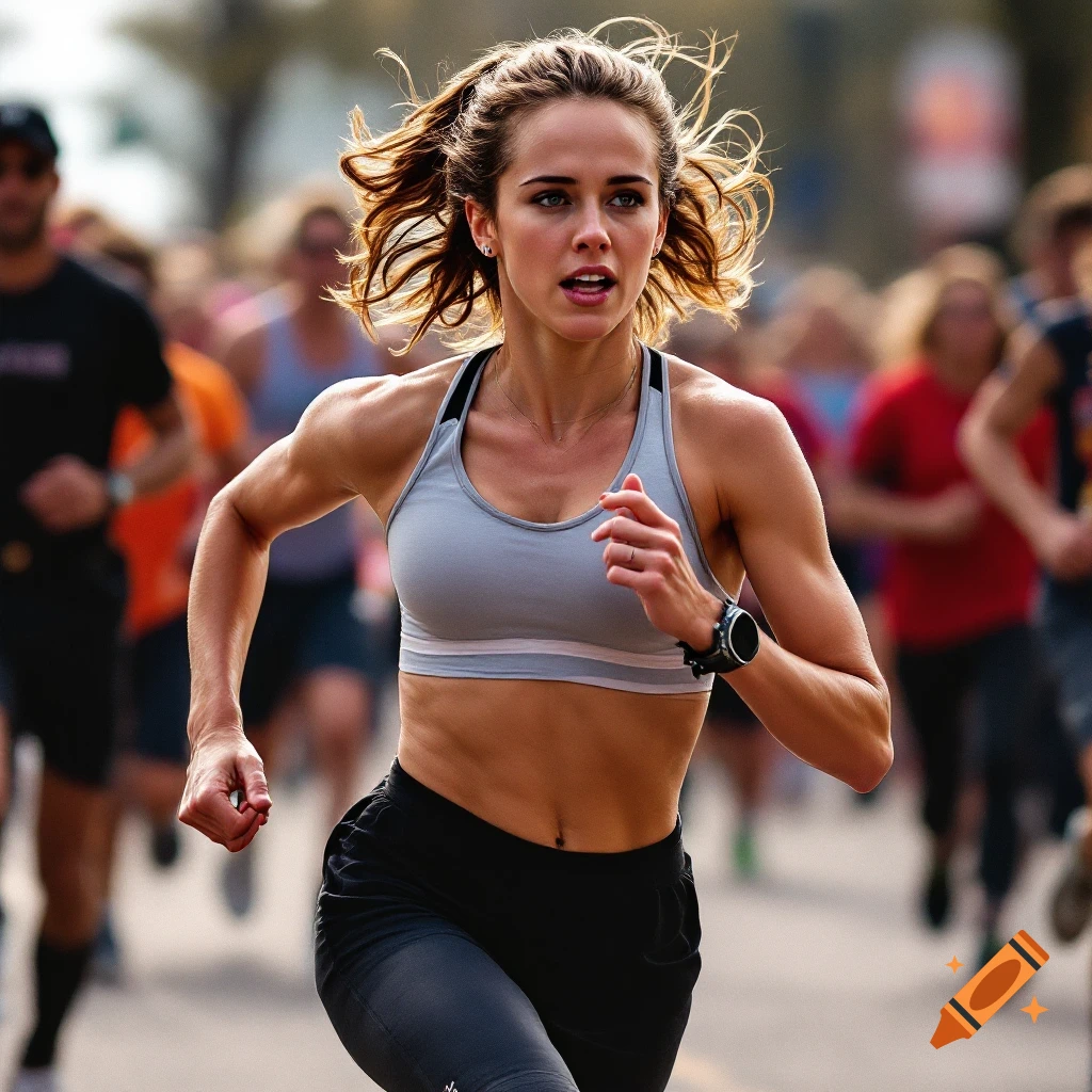 Woman runner competing in a race