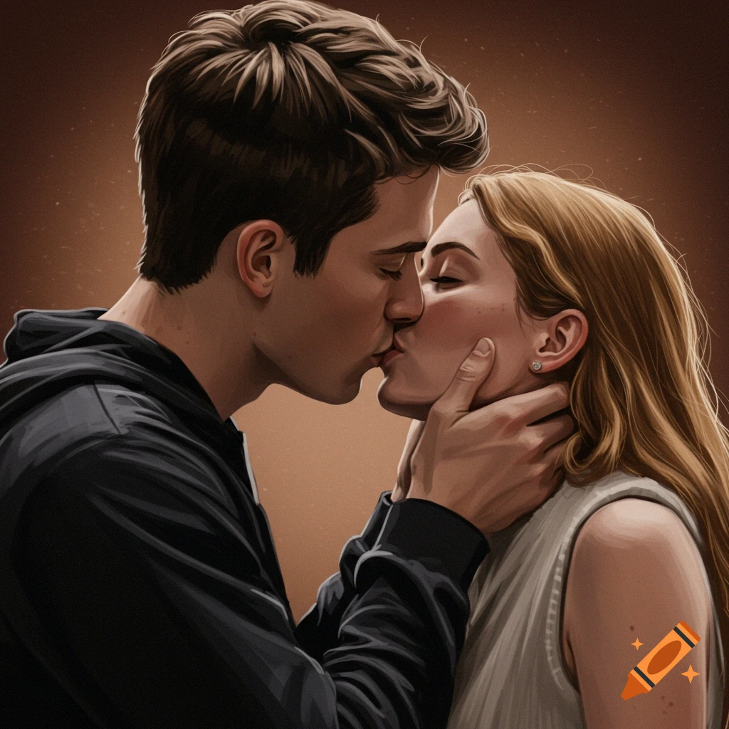 a couple kissing