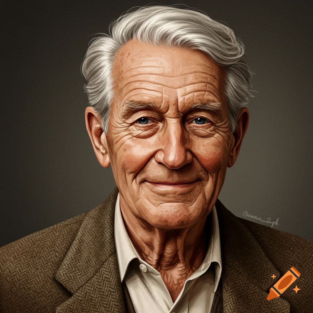 An old man smiling