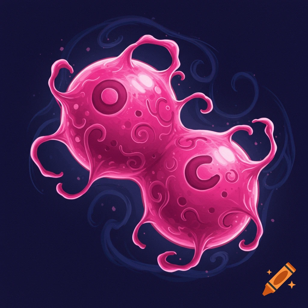 A pink, multi-limbed abstract organism-like form