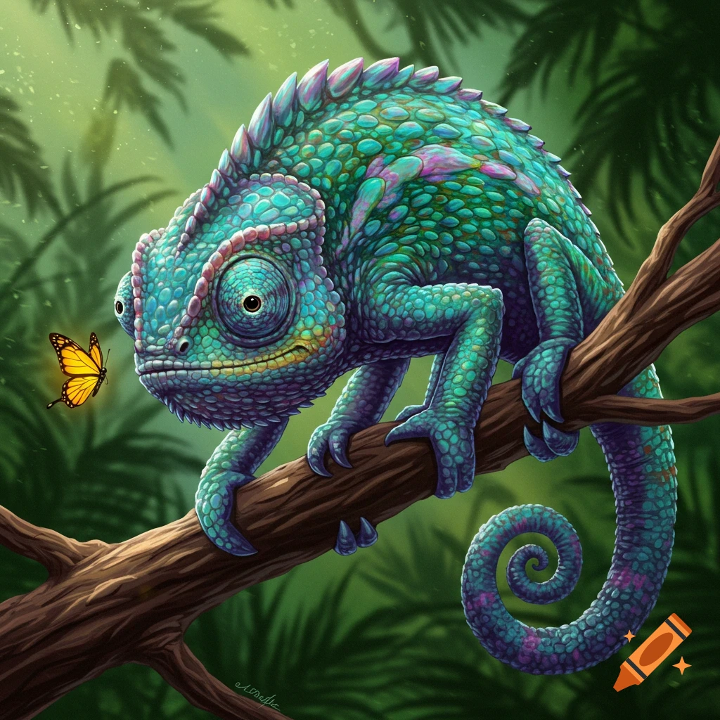 ◉chameleon ページ◉ A vibrant chameleon png on Craiyon