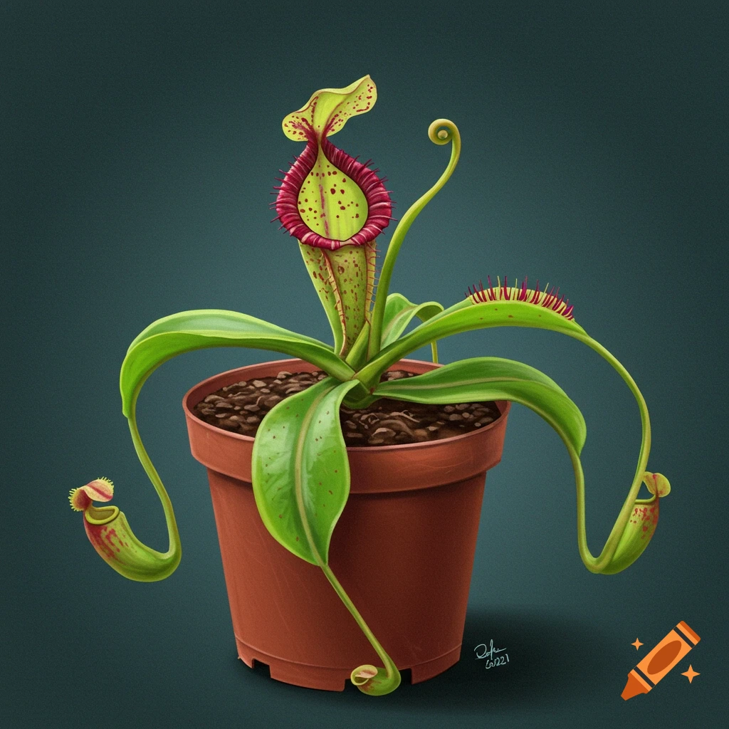 Potted pitcher plant with long tendrils.