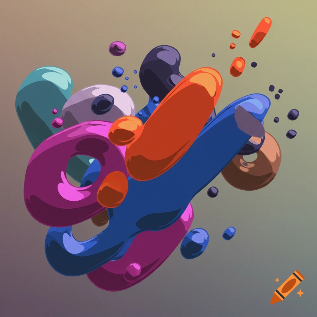 Abstract colorful glossy shapes floating