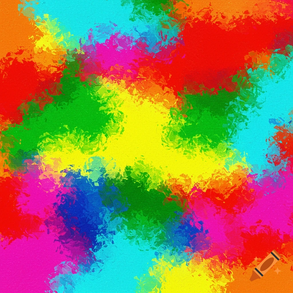 An abstract image with vibrant splashes of red, green, yellow, blue, cyan, orange, and purple.