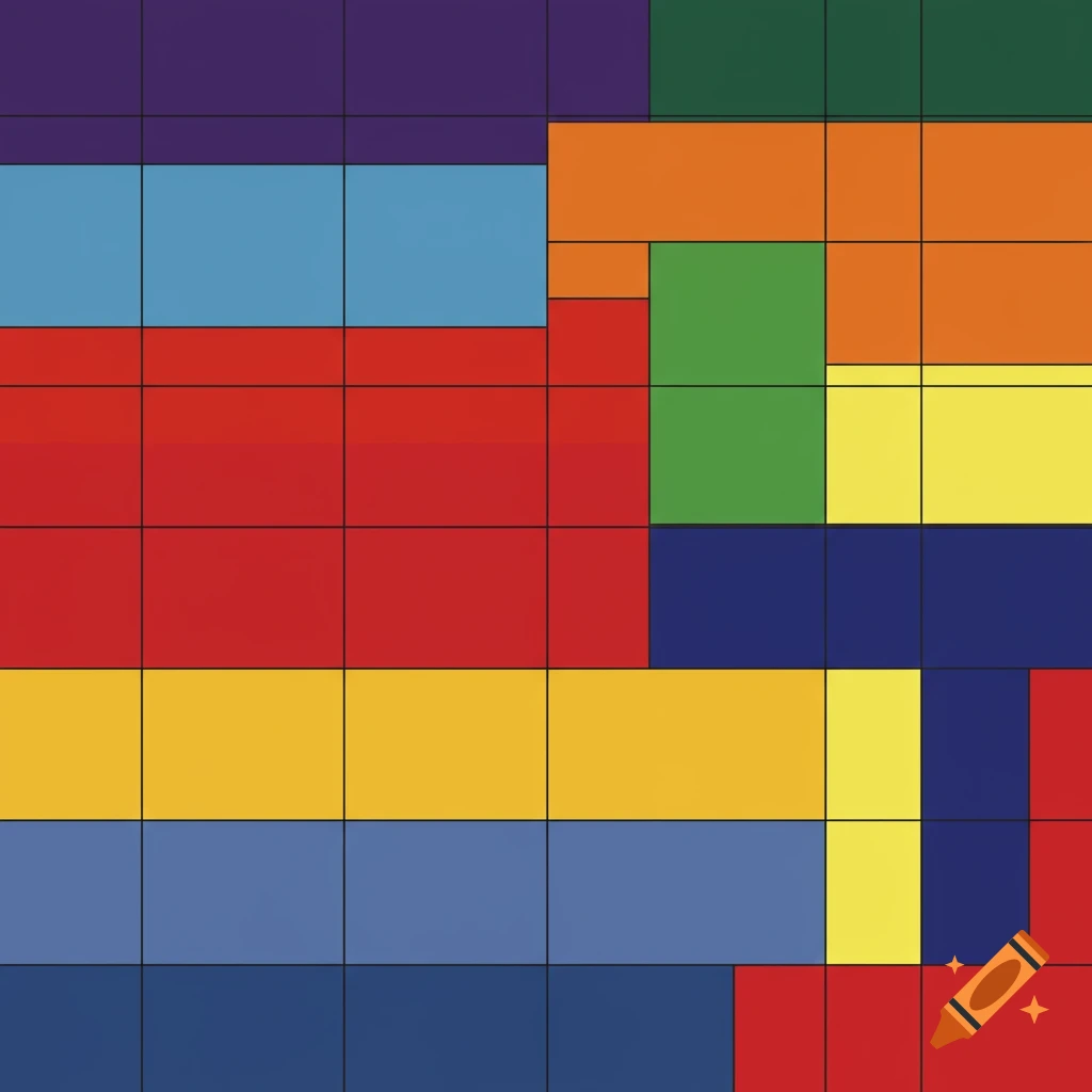 A grid of colorful rectangles in various sizes