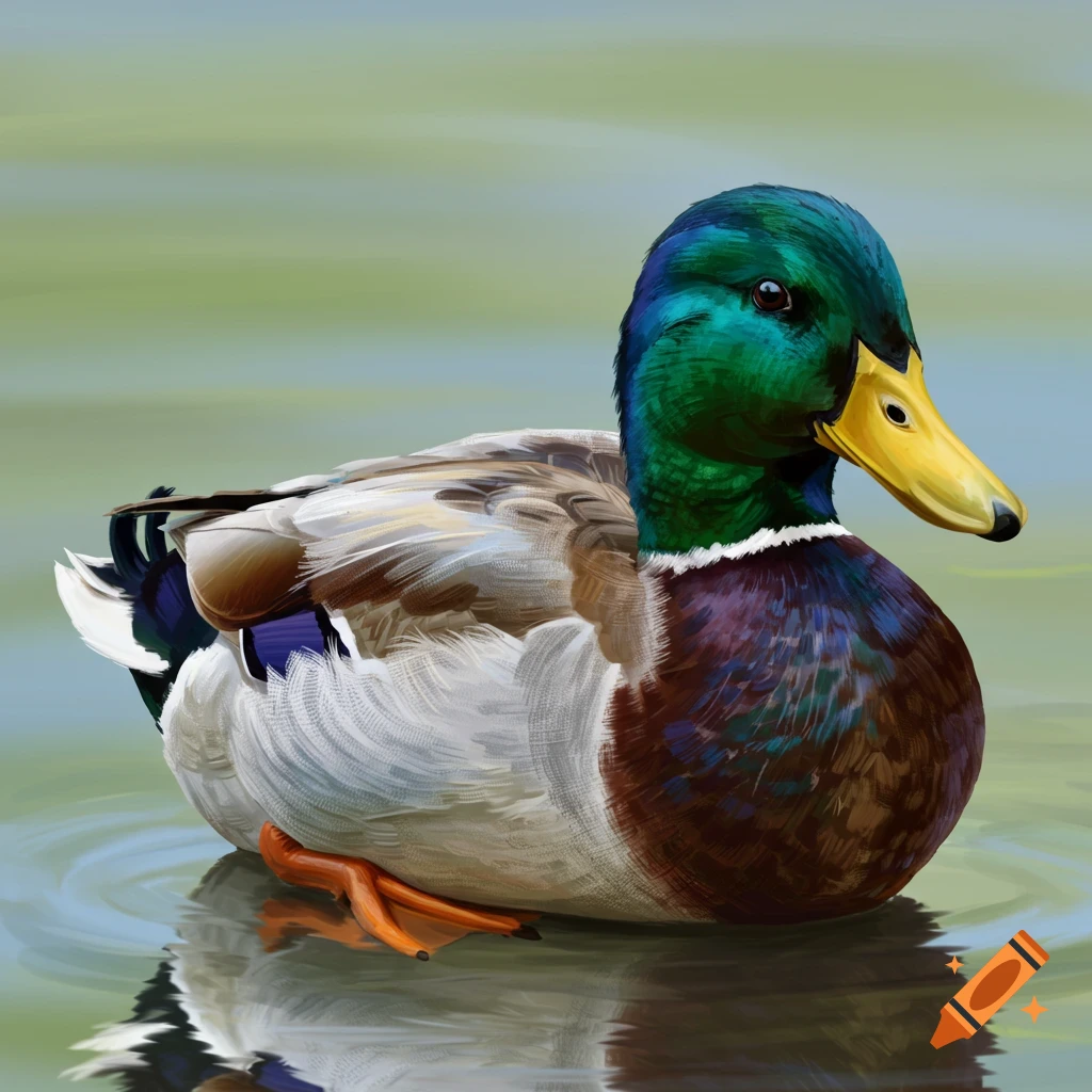 A mallard duck floating on water.