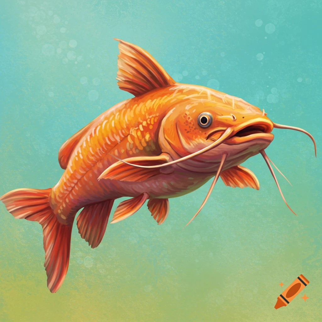 An orange catfish swimming.