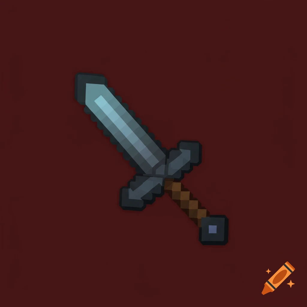 A 2D pixel art depiction of a Minecraft netherite sword.