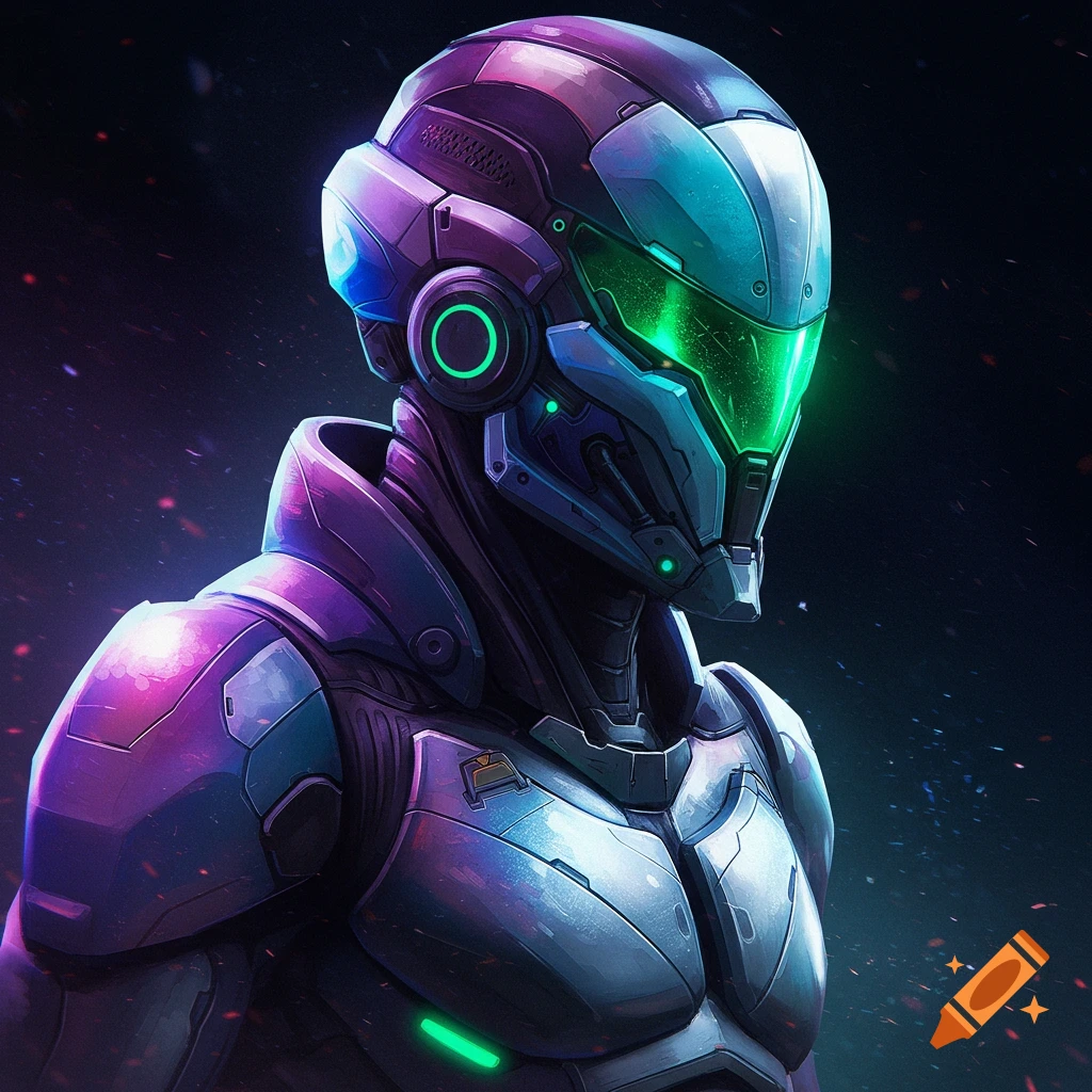 Futuristic armor with glowing elements