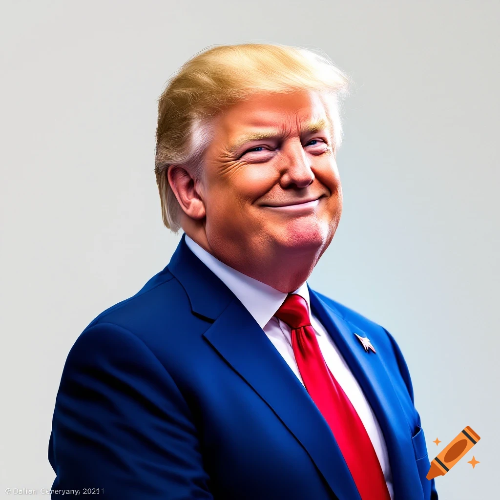 Portrait of a smiling politician in a blue suit and red tie