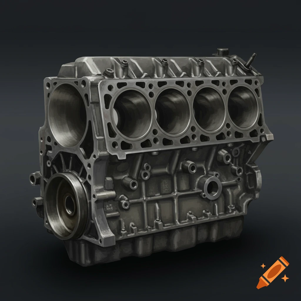 A 4 cylinder engine block.