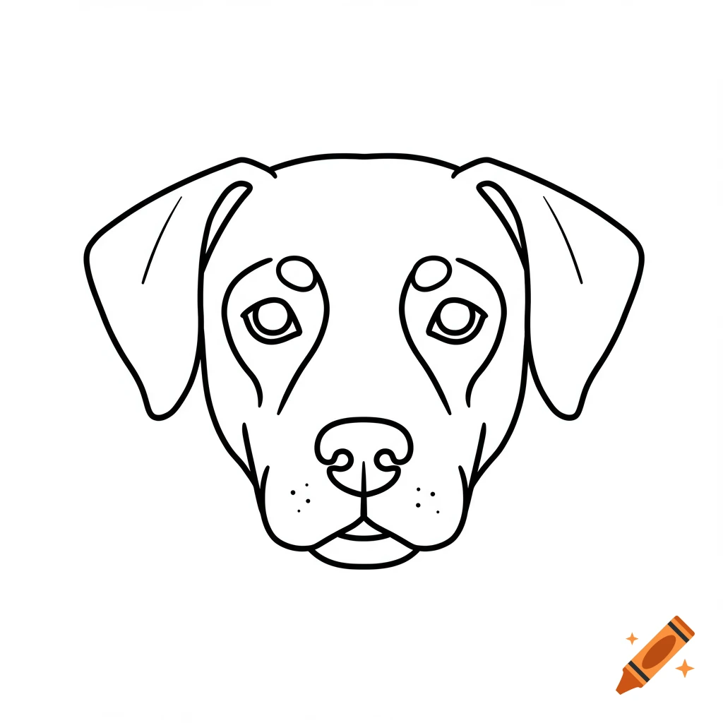 A simple line drawing of a dog's face.