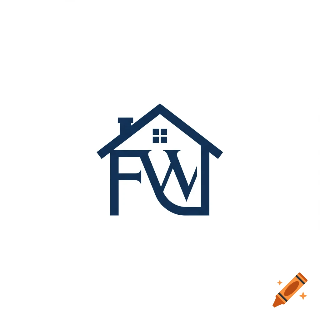Logo of a house with blue F and W letters on a white background.