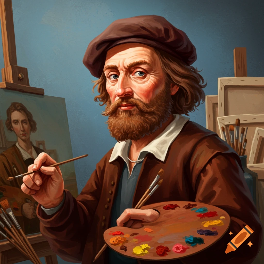 An artist painting a portrait